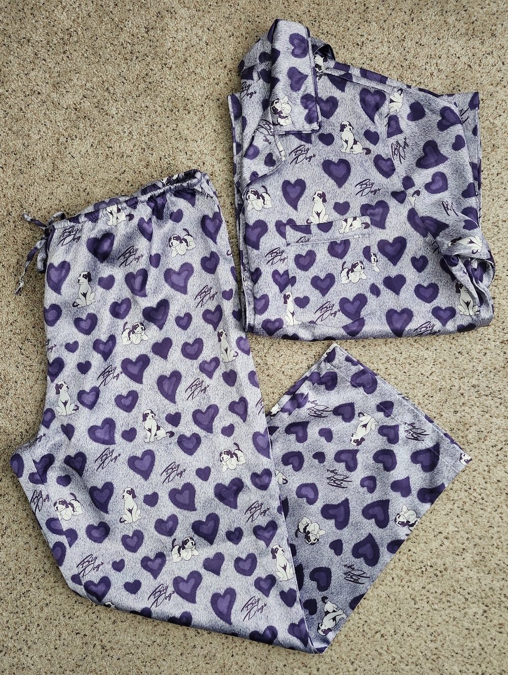 Big Dogs Satin Purple Pajama Set